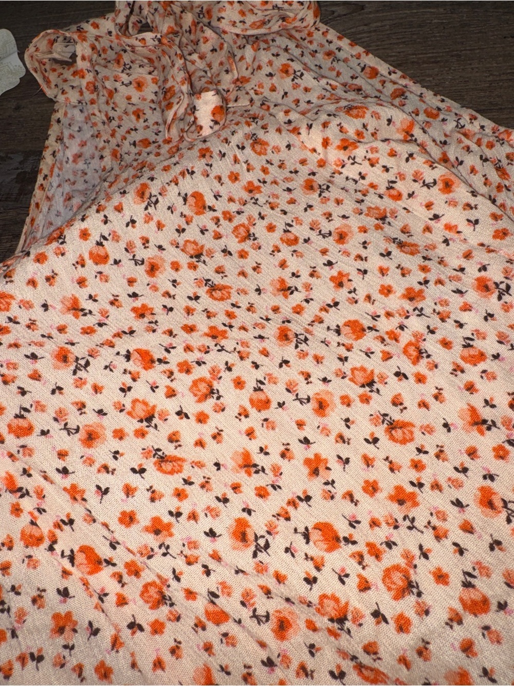 Altard State Floral Halter Tie Back Tank Top Orange Cream XS - Picture 8 of 8